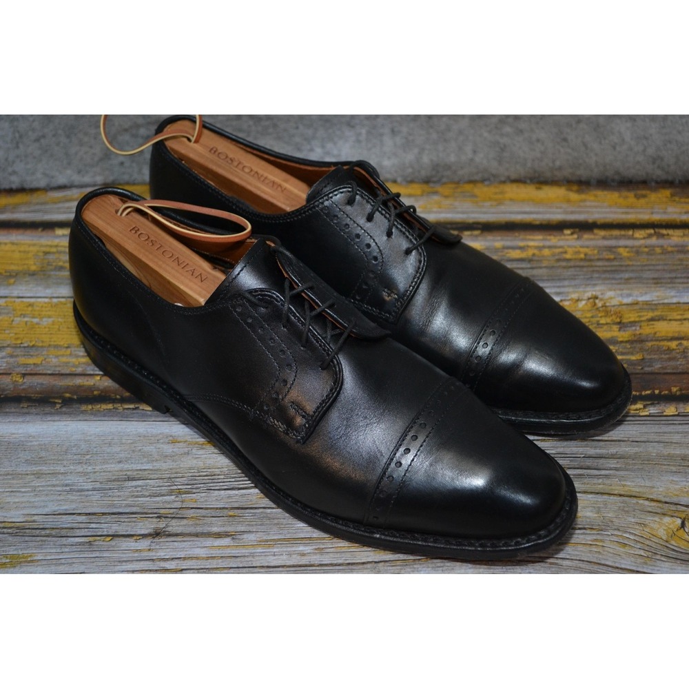 Allen Edmonds Clifton Shoes Mens 8 D Black Leather Cap Toe Derby Dress USA